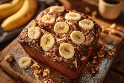 un banana bread marbré léger et rapide à préparer pour votre famille